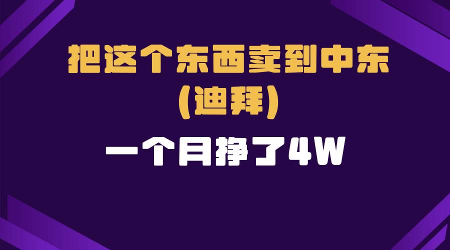 （13740期）跨境电商一个人在家把货卖到迪拜，暴力项目拆解-靠谱项目库