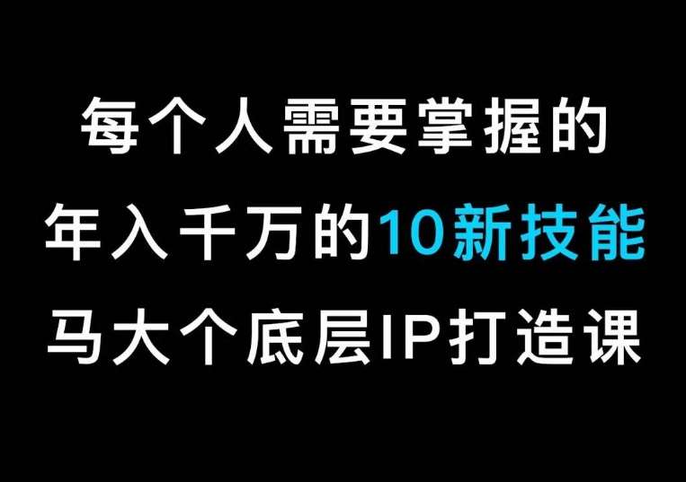 马大个的IP底层逻辑课，​每个人需要掌握的年入千万的10新技能，约会底层IP打造方法！-靠谱项目库