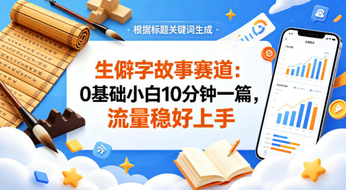公众号流量主——生僻字故事赛道，流量稳，好上手，0基础小白也能10分钟一篇-靠谱项目库