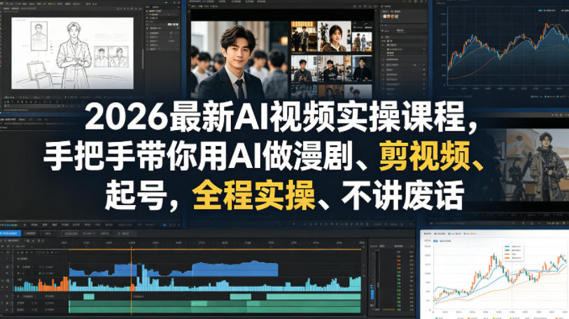 2026最新AI视频实操课程，手把手带你用AI做漫剧、剪视频、起号，全程实操、不讲废话-靠谱项目库