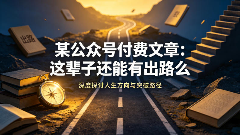 某公众号付费文章：这辈子还能有出路么-靠谱项目库
