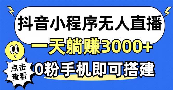 （12988期）抖音小程序无人直播，一天躺赚3000+，0粉手机可搭建，不违规不限流，小…-靠谱项目库