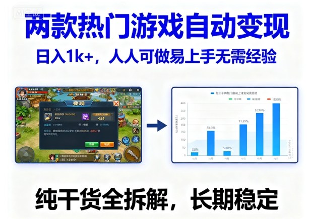 两款热门游戏自动变现，日入1k+，人人可做易上手无需经验，纯干货全拆解，长期稳定【揭秘】-靠谱项目库