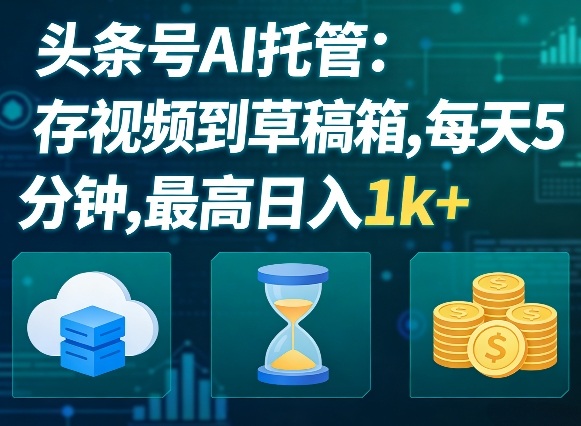 头条号AI托管，我存视频到你草稿箱，每天5分钟，最高日入1k+【揭秘】-靠谱项目库