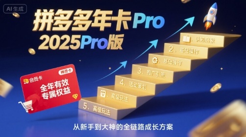 拼多多年卡2025Pro版，五大板块从认知到基础、从推广到活动、从活动到玩法-靠谱项目库