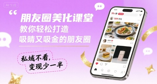 朋友圈美化课堂，教你轻松打造，吸睛又吸金的朋友圈，私域不看，变现少一半-靠谱项目库