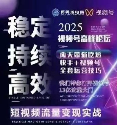 坏男孩电商视频号7月1号线下课，视频号短引、精细化模型打法，三频共振，无人，快手全站精细化运营-靠谱项目库