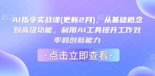 AI指令实战课(更新2月)，从基础概念到高级功能，利用AI工具提升工作效率和创新能力-靠谱项目库