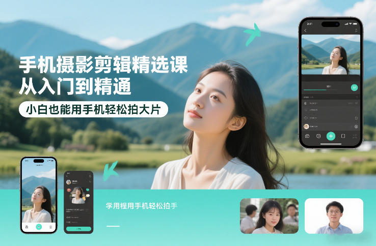 手机摄影剪辑精选课，从入门到精通，小白也能用手机轻松拍大片-靠谱项目库