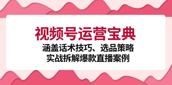 （12808期）视频号运营宝典：涵盖话术技巧、选品策略、实战拆解爆款直播案例-靠谱项目库