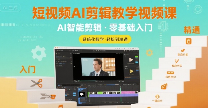 短视频AI剪辑教学视频课，入门到精通-靠谱项目库
