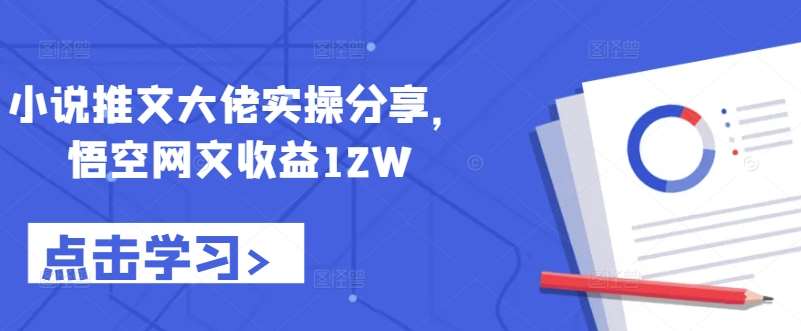 小说推文大佬实操分享，悟空网文收益12W-靠谱项目库