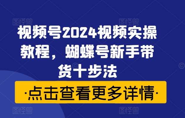 视频号2024视频实操教程，蝴蝶号新手带货十步法-靠谱项目库