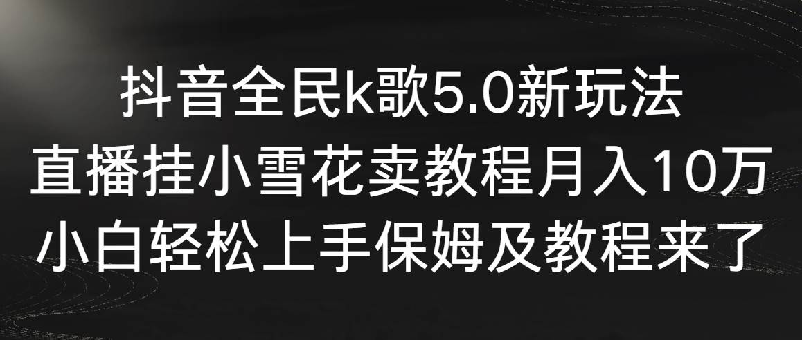 抖音全民k歌5.0新玩法，直播挂小雪花卖教程月入10万，小白轻松上手，保…-靠谱项目库
