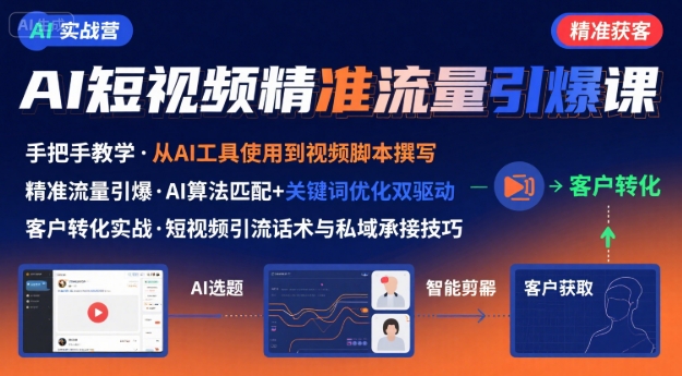 AI+短视频引爆精准客户实战营，手把手教你引爆Ai短视频精准流量-靠谱项目库