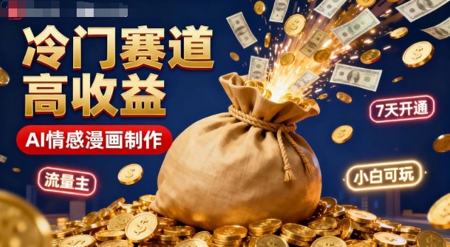 公众号冷门赛道，用AI做情感漫画，7天开通流量主，操作简单，小白可玩-靠谱项目库