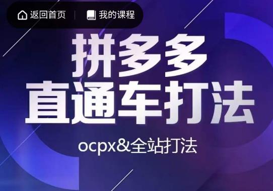 互力·拼多多直通车打法，ocpx&全站打法-靠谱项目库