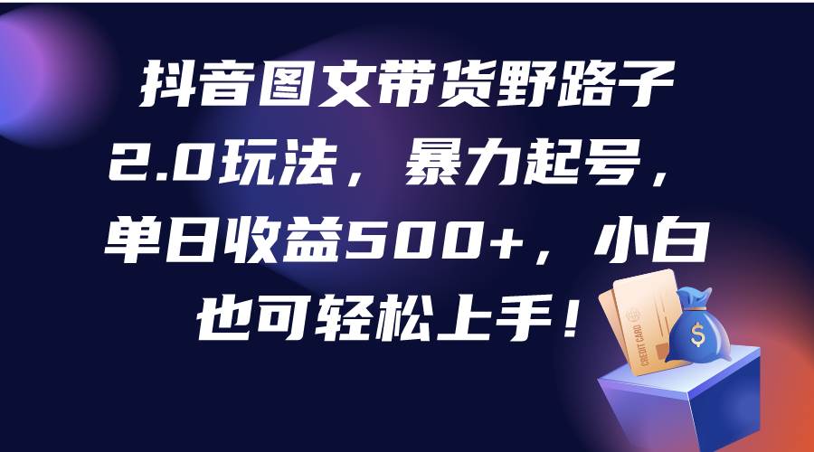 抖音图文带货野路子2.0玩法，暴力起号，单日收益500+，小白也可轻松上手！-靠谱项目库