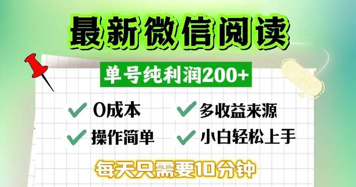 （13108期）微信阅读最新玩法，每天十分钟，单号一天200+，简单0零成本，当日提现-靠谱项目库