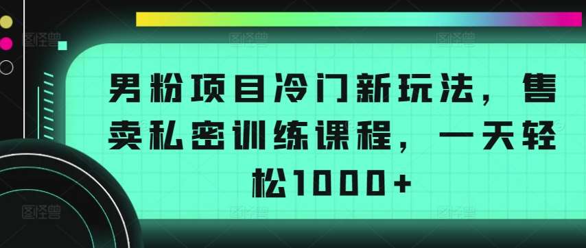 男粉项目冷门新玩法，售卖私密训练课程，一天轻松1000+【揭秘】-靠谱项目库