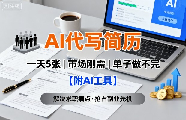 AI代写简历，一天5张，今年找工作难，市场刚需，单子做不完【附AI工具】-靠谱项目库