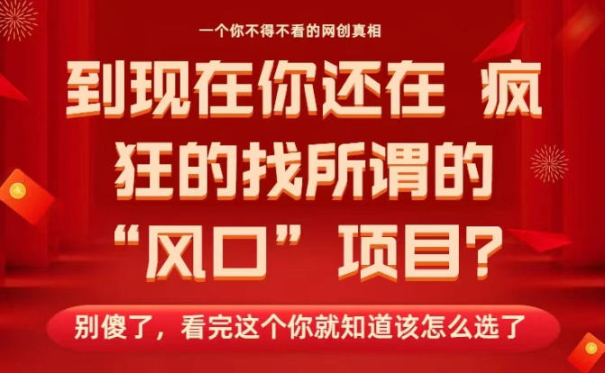 马上26年了，你还在找所谓的风口项目？别傻了，看完这个你全都懂了！【揭秘】-靠谱项目库
