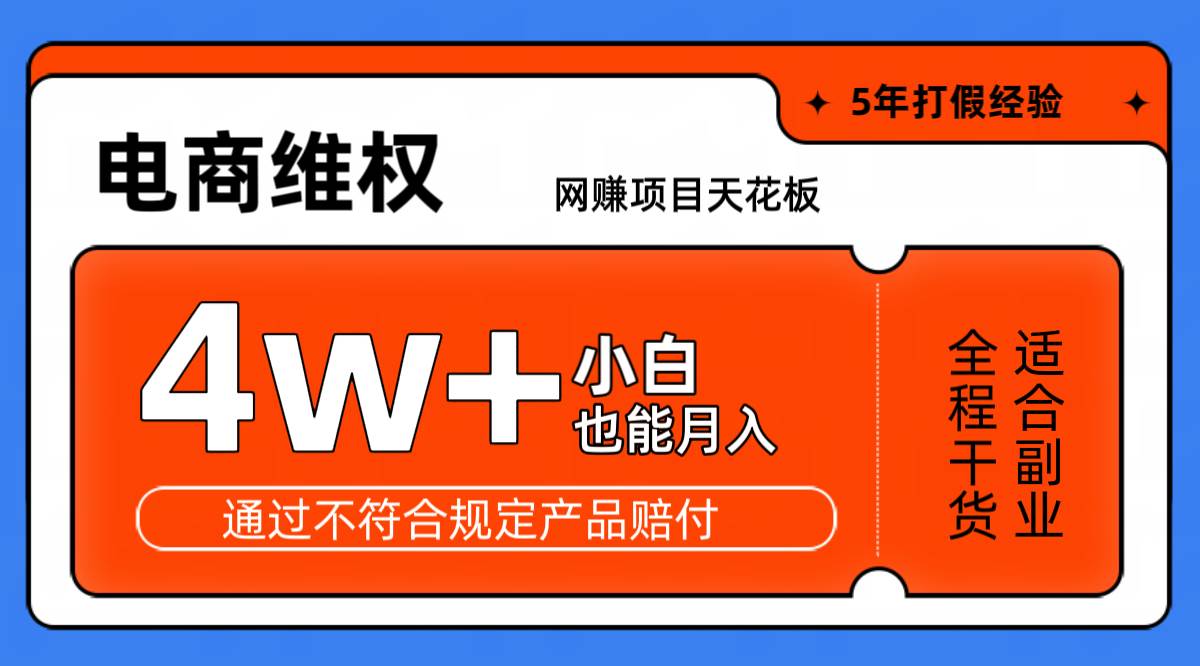 网赚项目天花板电商购物维权月收入稳定4w+独家玩法小白也能上手-靠谱项目库