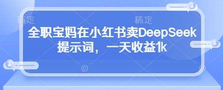 全职宝妈在小红书卖DeepSeek提示词，一天收益1k-靠谱项目库