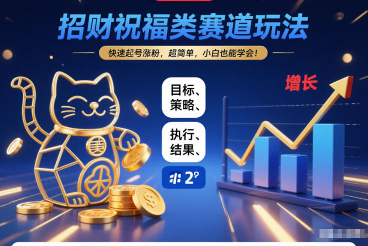 招财祝福类赛道玩法，快速起号涨粉，超简单，小白也能学会！-靠谱项目库