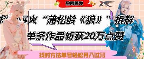 爆火“蒲松龄《狼》”实战拆解，仅6条作品涨粉24W，单条作品收获20W点赞，找对方法轻松起号月入过W-靠谱项目库