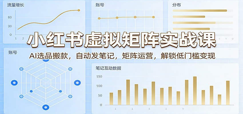 小红书虚拟矩阵实战课：AI选品搬款，自动发笔记，矩阵运营，解锁低门槛变现-靠谱项目库