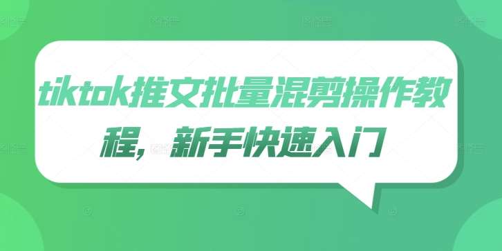 tiktok推文批量混剪操作教程，新手快速入门-靠谱项目库