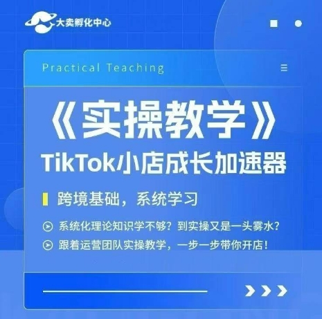大卖家孵化中心TikTok实操课，TikTok小店成长加速器，跨境基础系统学习，一步一步带你开店-靠谱项目库