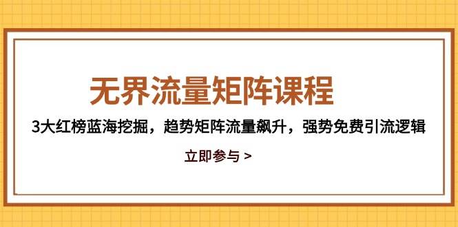 （14763期）无界流量矩阵课程，3大红榜蓝海挖掘，趋势矩阵流量飙升，强势免费引流逻辑-靠谱项目库