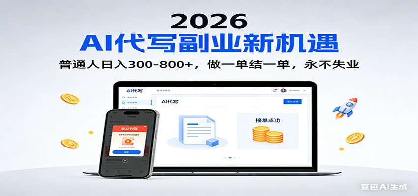 2026 副业首选！AI 代写日入 300-800，普通人0门槛，做一单结一单！-靠谱项目库