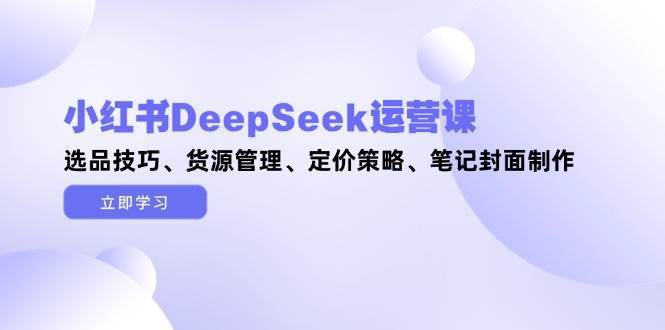 小红书DeepSeek运营课，选品技巧、货源管理、定价策略、笔记封面制作-靠谱项目库