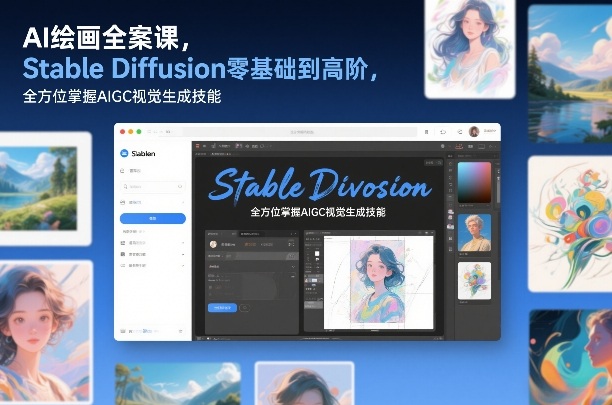 AI绘画全案课，Stable Diffusion零基础到高阶，全方位掌握AIGC视觉生成技能-靠谱项目库