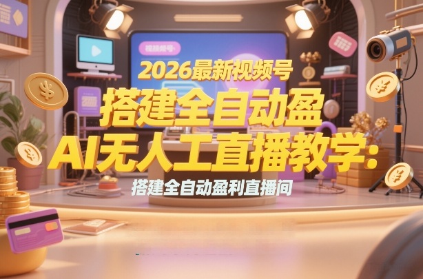 2026最新视频号AI无人直播教学：搭建全自动盈利直播间，低成本开启副业变现-靠谱项目库