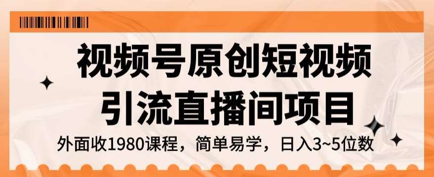 视频号原创短视频引流直播间项目，日入3~5五位数【揭秘】-靠谱项目库