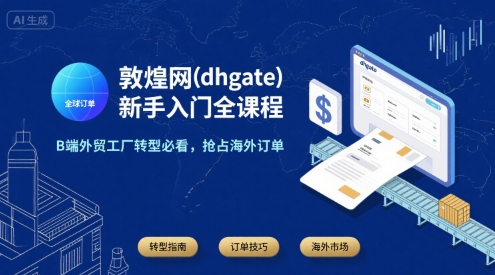 敦煌网(dhgate)新手入门全课程，B端外贸工厂转型必看，抢占海外订单-靠谱项目库