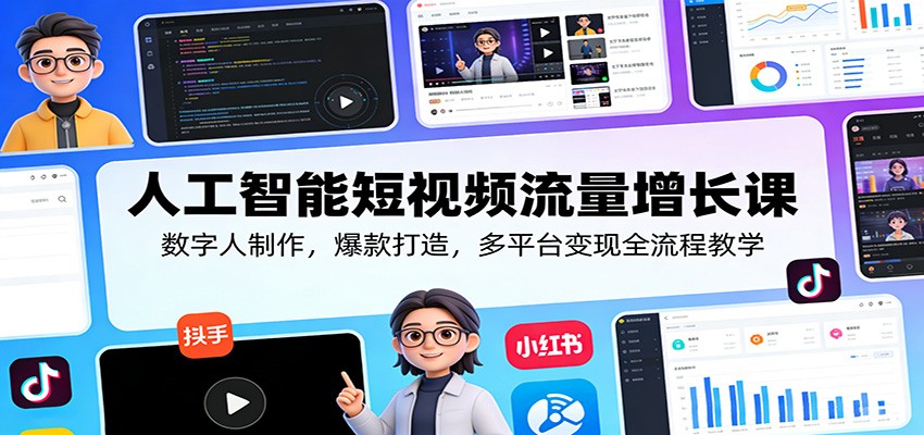 人工智能短视频流量增长课：数字人制作，爆款打造，多平台变现全流程教学-靠谱项目库