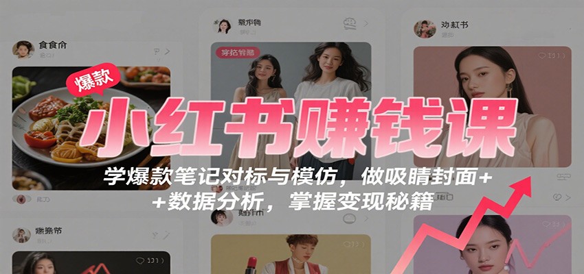 小红书赚钱课：学爆款笔记对标与模仿，做吸睛封面 + 数据分析，掌握变现秘籍-靠谱项目库