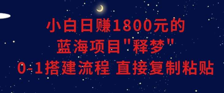 小白能日赚1800元的蓝海项目”释梦”0-1搭建流程可直接复制粘贴长期做【揭秘】-靠谱项目库