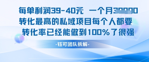 每单利润40一个月7k+转化最高的私域项目，每个人都要的产品转化率已经能做到100%-靠谱项目库
