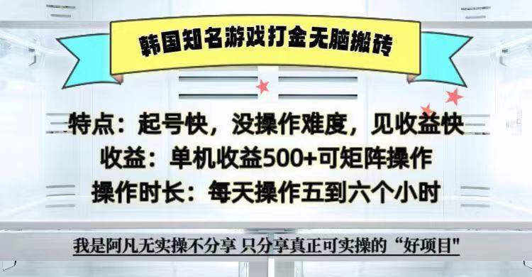 全网首发海外知名游戏打金无脑搬砖单机收益500+  即做！即赚！当天见收益！-靠谱项目库