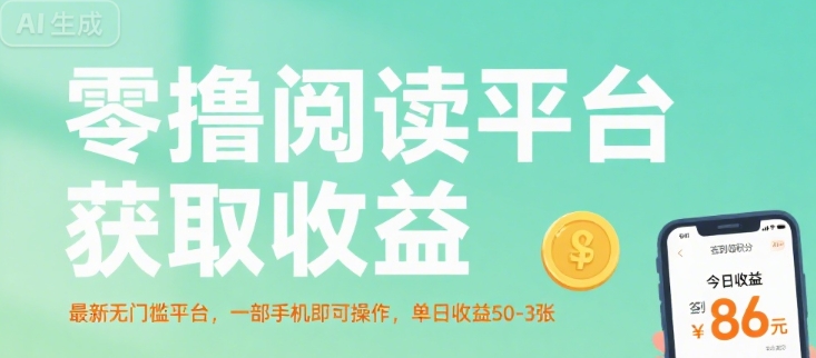 零撸阅读平台获取收益，最新无门槛平台，一部手机即可操作，单日收益50-3张【揭秘】-靠谱项目库