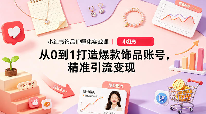 小红书饰品IP孵化实战课｜从0到1打造爆款饰品账号，精准引流变现-靠谱项目库
