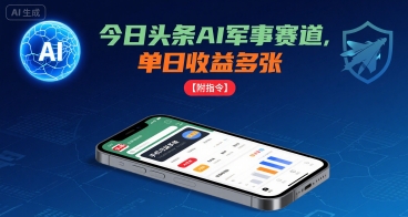 今日头条AI军事赛道，单日收益多张 ，手机可做【附指令】-靠谱项目库