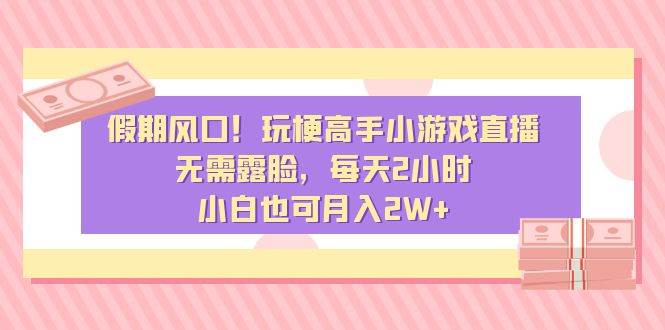 假期风口！玩梗高手小游戏直播，无需露脸，每天2小时，小白也可月入2W+-靠谱项目库