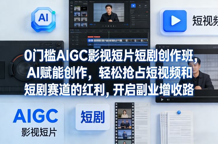 0门槛AIGC影视短片短剧创作班，AI赋能创作，轻松抢占短视频和短剧赛道的红利，开启副业增收路-靠谱项目库